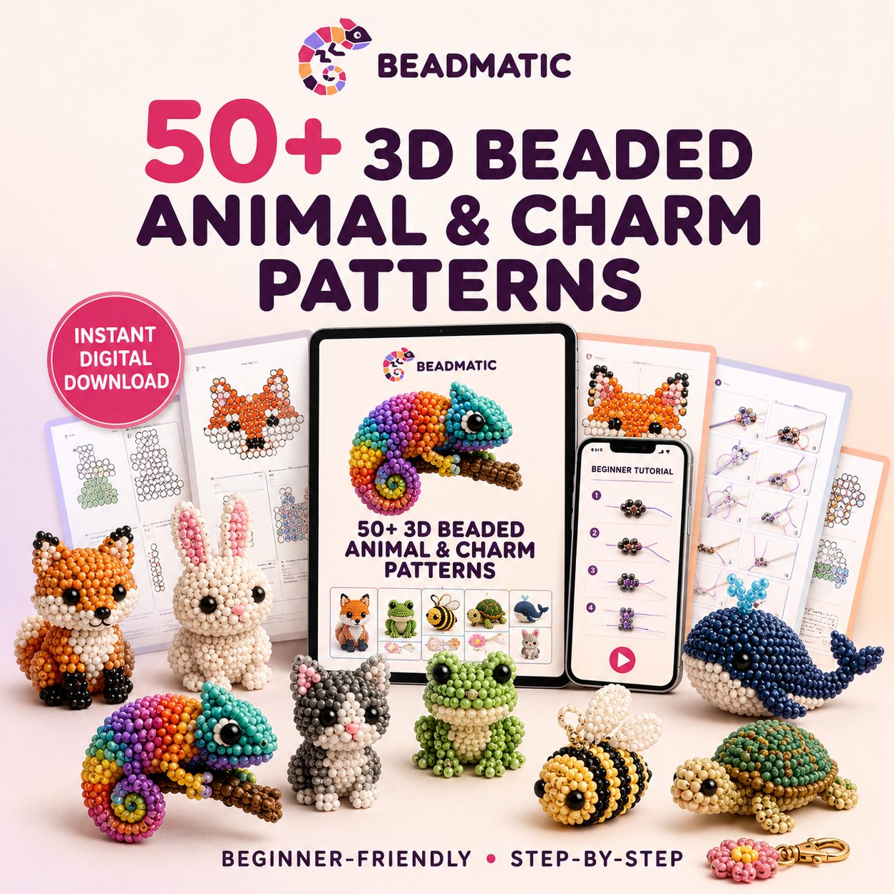 The complete 3D beaded animal and charm pattern collection